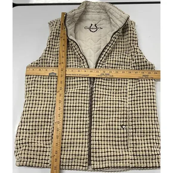 Cowgirl Up Reversible Women's Size L Vest Full Zip Pockets Ivory and Brown - Picture 8 of 10